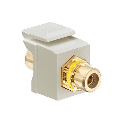 Group One Leviton 40830-BIY - Gold Plated RCA Feedthrough Quickport Connector, Ivory, Yellow Stripe