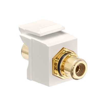 Group One Leviton 40830-BTE - Gold Plated RCA Feedthrough QuickPort Connector, Light Almond, Black Stripe