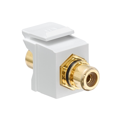 Group One Leviton 40830-BWE - Gold Plated RCA Feedthrough QuickPort Connector, White, Black Stripe