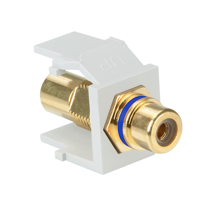 Group One Leviton 40830-BWL - Gold Plated RCA Feedthrough QuickPort Connector, White, Blue Stripe
