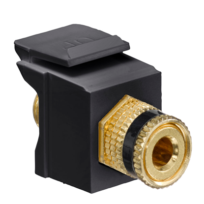 Group One Leviton 40833-BEE - Gold Plated RCA Feedthrough QuickPort Connector, Black, Black Stripe