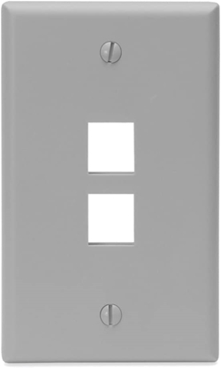 Group One Levtion 41080-2GP - Single-Gang QuickPort Wallplate with 2-Ports, Grey