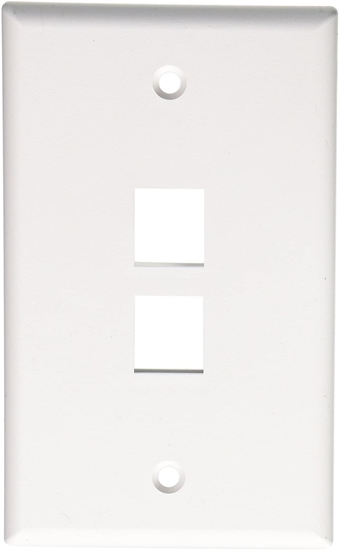 Group One Leviton 41080-2WP - Single-Gang QuickPort Wallplate with 2-Ports, White 