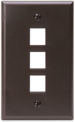 Group One Leviton 41080-3BP - Single-Gang QuickPort Wallplate with 3-Ports, Brown
