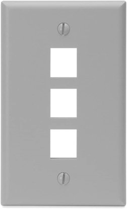 Group One Leviton 41080-3GP - Single-Gang QuickPort Wallplate with 3-Ports, Grey