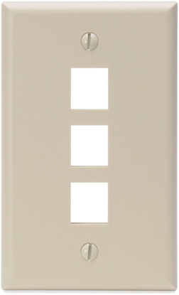Group One Leviton 41080-3IP - Single-Gang QuickPort Wallplate with 3-Ports, Ivory