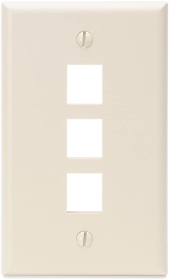 Group One Leviton 41080-3TP - Single-Gang QuickPort Wallplate with 3-Ports, Light Almond