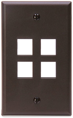 Group One Leviton 41080-4BP - Single-Gang QuickPort Wallplate with 4-Ports, Brown