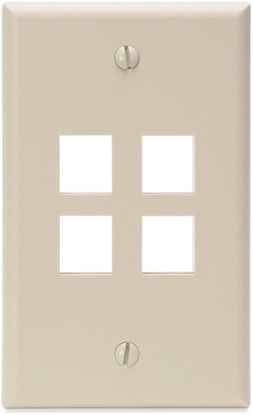 Group One Leviton 41080-4IP - Single-Gang QuickPort Wallplate with 4-Ports, Ivory