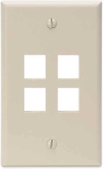 Group One Leviton 41080-4IP - Single-Gang QuickPort Wallplate with 4-Ports, Ivory