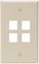Group One Leviton 41080-4IP - Single-Gang QuickPort Wallplate with 4-Ports, Ivory