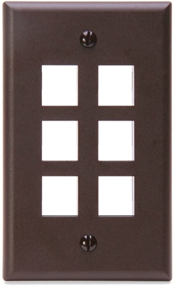 Group One Leviton 41080-6BP - Single-Gang QuickPort Wallplate with 6-Ports, Brown