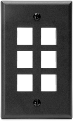 Group One Leviton 41080-6EP - Single-Gang QuickPort Wallplate with 6-Ports, Black