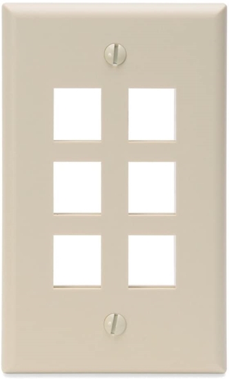 Group One Leviton 41080-6IP - Single-Gang QuickPort Wallplate with 6-Ports, Ivory