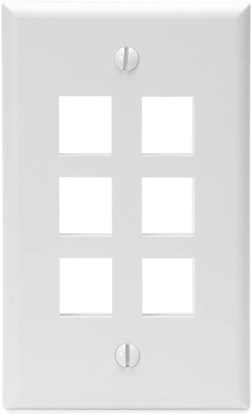 Group One Leviton 41080-6WP - Single-Gang QuickPort Wallplate with 6-Ports, White