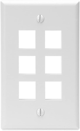Group One Leviton 41080-6WP - Single-Gang QuickPort Wallplate with 6-Ports, White