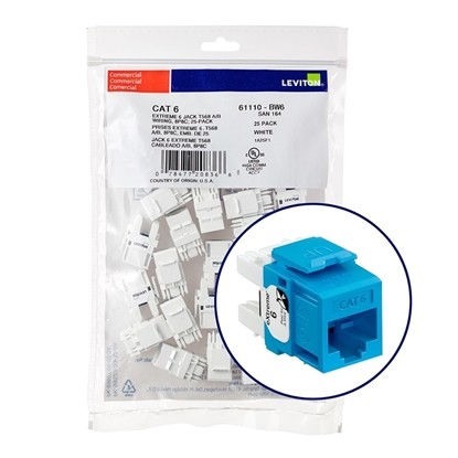 Group One Leviton 61110-BL6 - eXtreme® CAT6 QuickPort QuickPack, 25 Pack, Blue