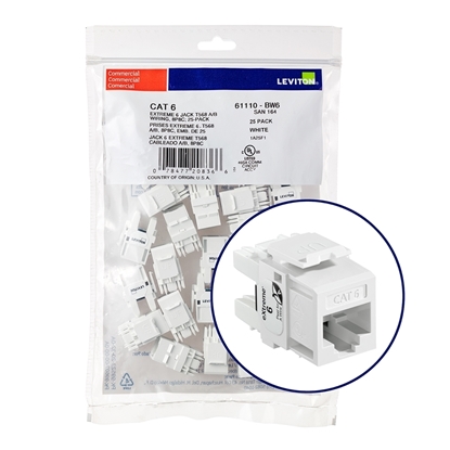 Group One Leviton 61110-BW6 - eXtreme® CAT6 QuickPort QuickPack, 25 Pack, White