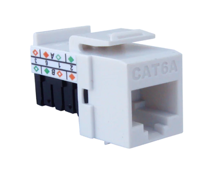 Group One Primus Cable K62A-6068/90/WH - CAT6A RJ45 Punch Down Keystone Jack, Unshielded 90º, MIG+, High Density