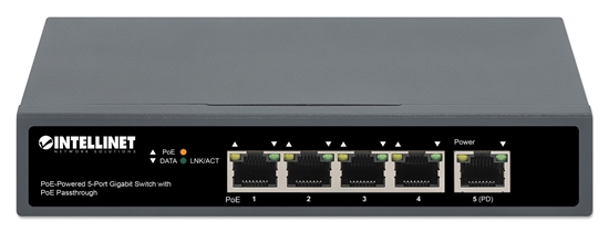 Group One Intellinet 561808 - Switch, 5-Port, Gigabit, PoE-Powered with PoE Passthrough