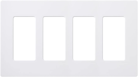 Group One Lutron CW-4-WH - Faceplate, 4-Gang, Claro, Screwless