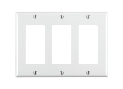 Group One Leviton 80411-W - 3-Gang Decora Cover, Thermoset, Standard, White