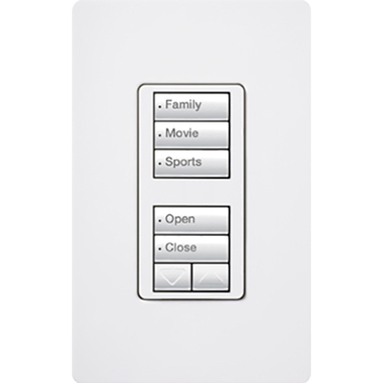 Group One Lutron RRD-W1RLD-WH - RadioRA 2 Wall-mount Designer keypad; dual group 3-button and 2-button with raise/lower